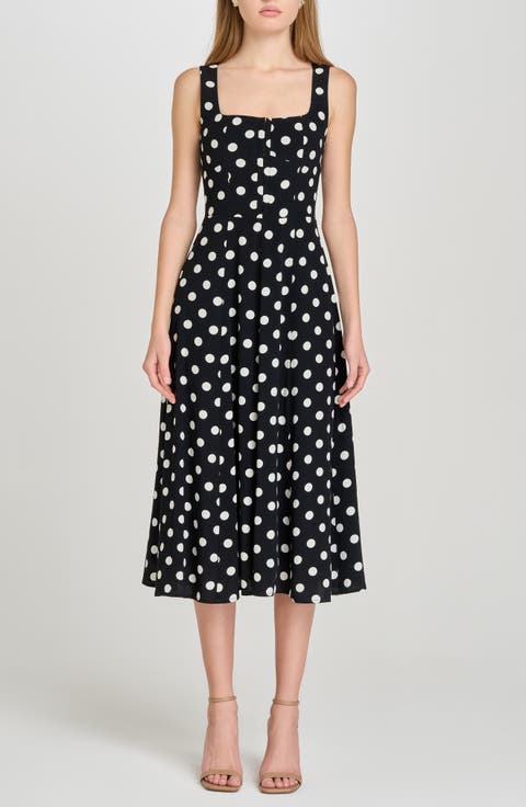 Leonie Polka Dot Corset Midi Dress