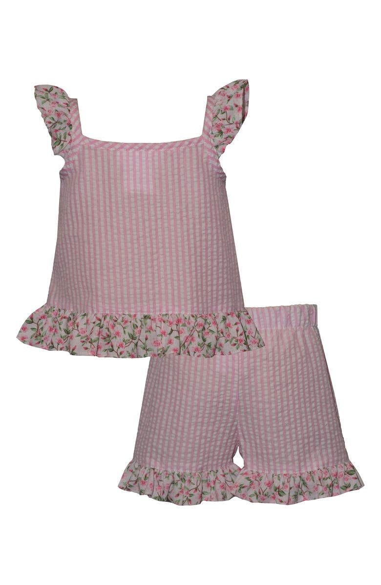 Iris & Ivy Flamingo Stripe Seersucker Tank & Shorts Set, Alternate, color, Pink