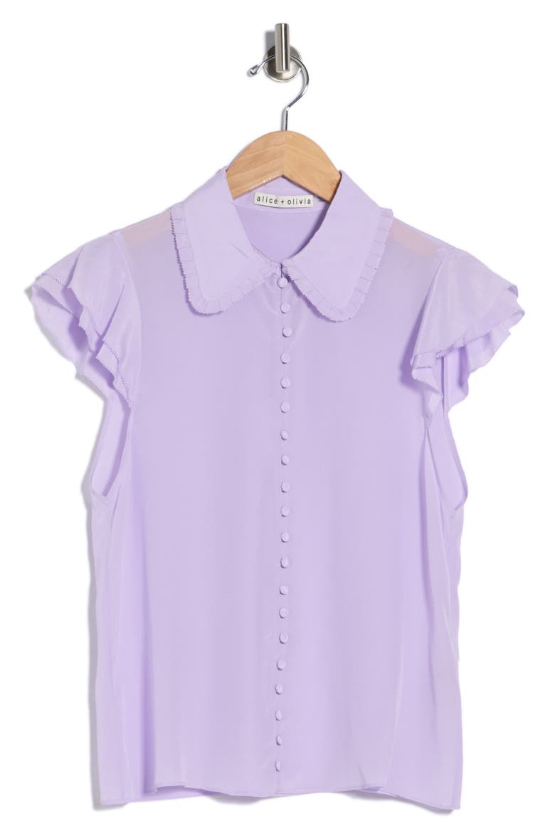 Martel Flutter Sleeve Silk Top, Alternate, color, LAVENDER