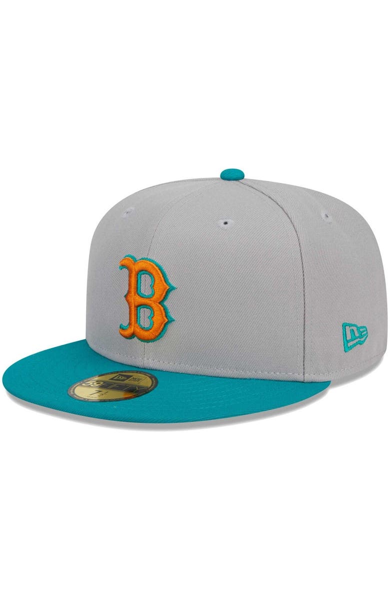 New Era Men's New Era Gray/Teal Boston Red Sox 59FIFTY Fitted Hat, Alternate, color, Gray
