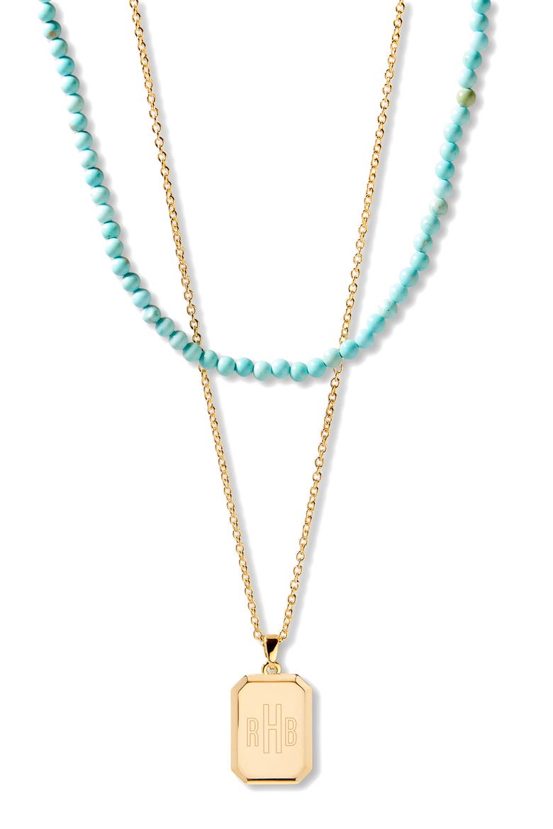 Willow Turquoise Layering Set of 2 Engravable Necklaces, Main, color, GOLD