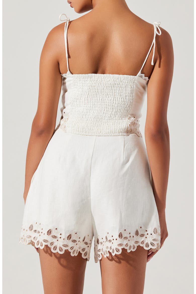 Kiya Eyelet Hem Linen Camisole, Alternate, color, WHITE