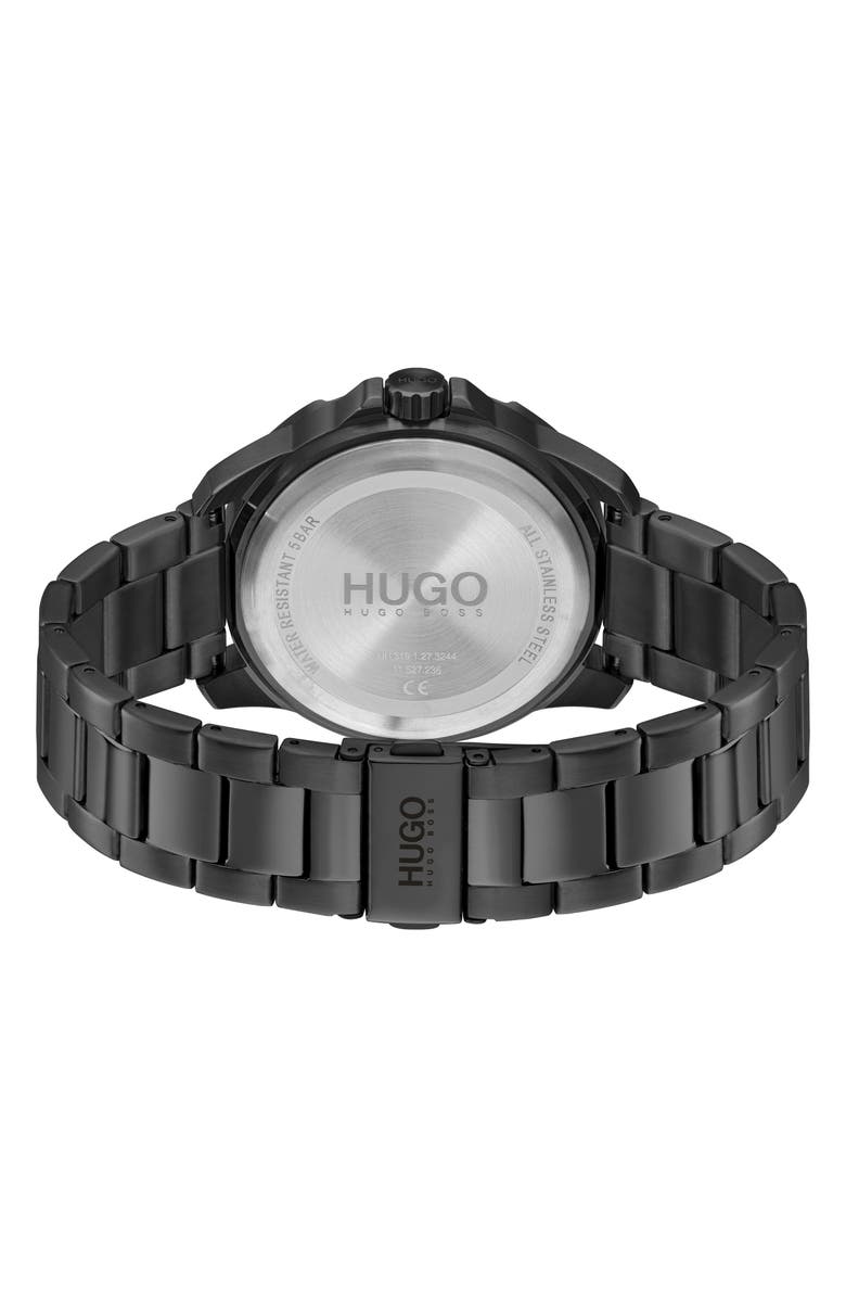 HUGO Streetdiver Japanese Quartz Watch, 42mm, Alternate, color, Black