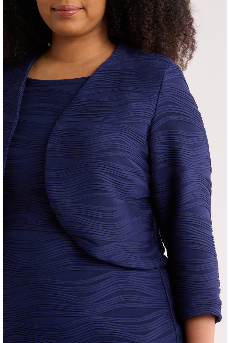 Three-Quarter Sleeve Knit Shrug, Alternate, color, KASPER NAVY