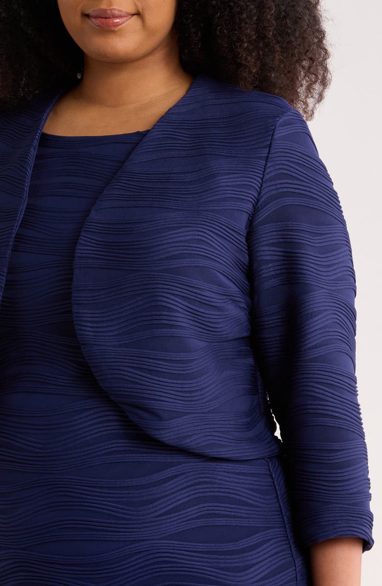 KASPER Three-Quarter Sleeve Knit Shrug, Alternate, color, Kasper Navy