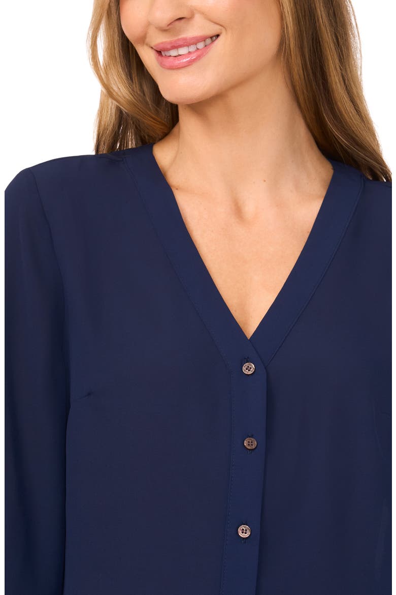 Tie Cuff Button-Up Top, Alternate, color, CLASSIC NAVY