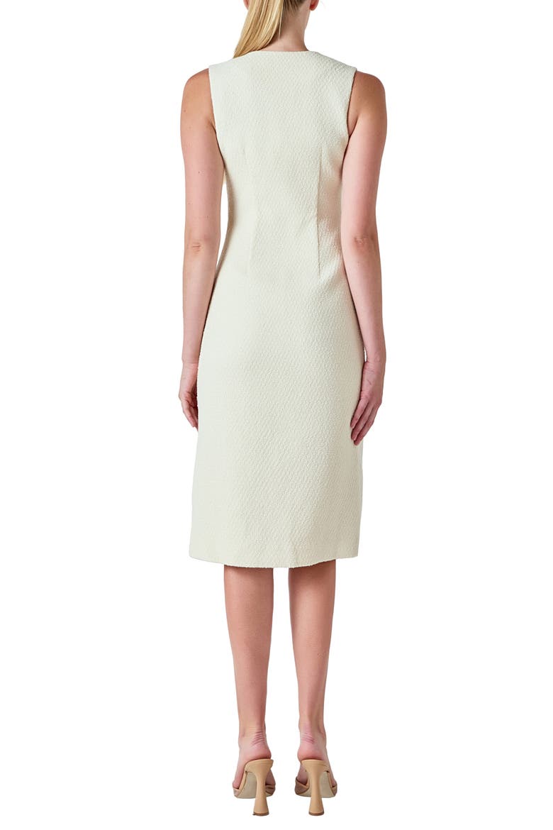 Sleeveless Tweed Midi Dress, Alternate, color, CREAM