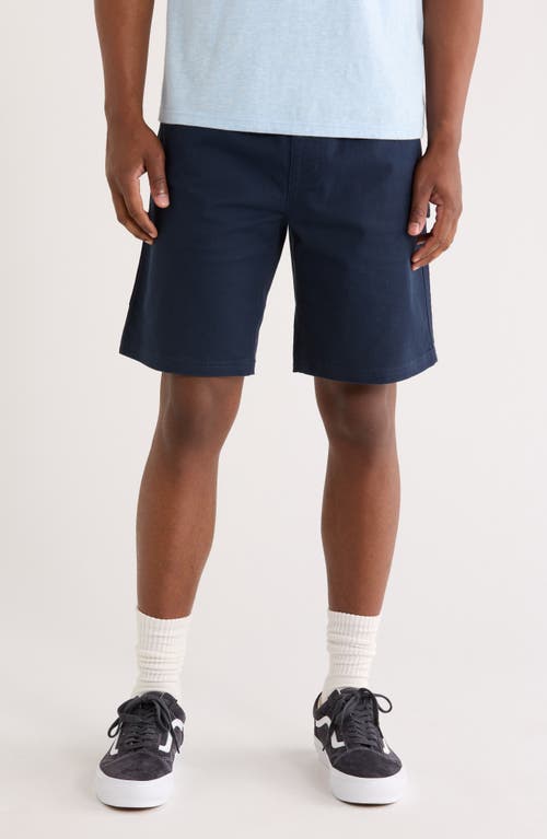 RVCA Americana Elastic Waist Stretch Cotton Carpenter Shorts in Navy Marine 