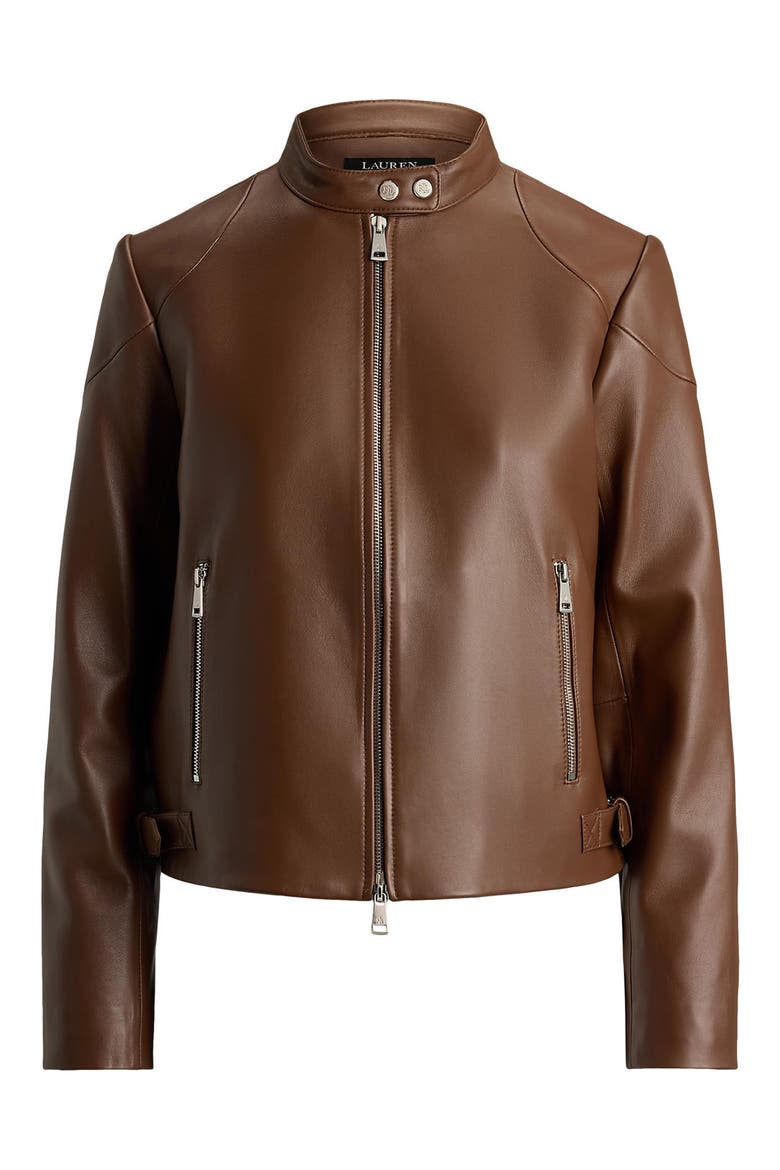 Lambskin Leather Jacket, Alternate, color, TABACCO