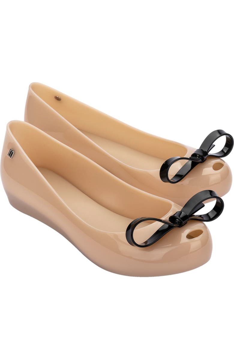 Melissa Ultragirl Bow III Flat, Main, color, Beige/ Blck