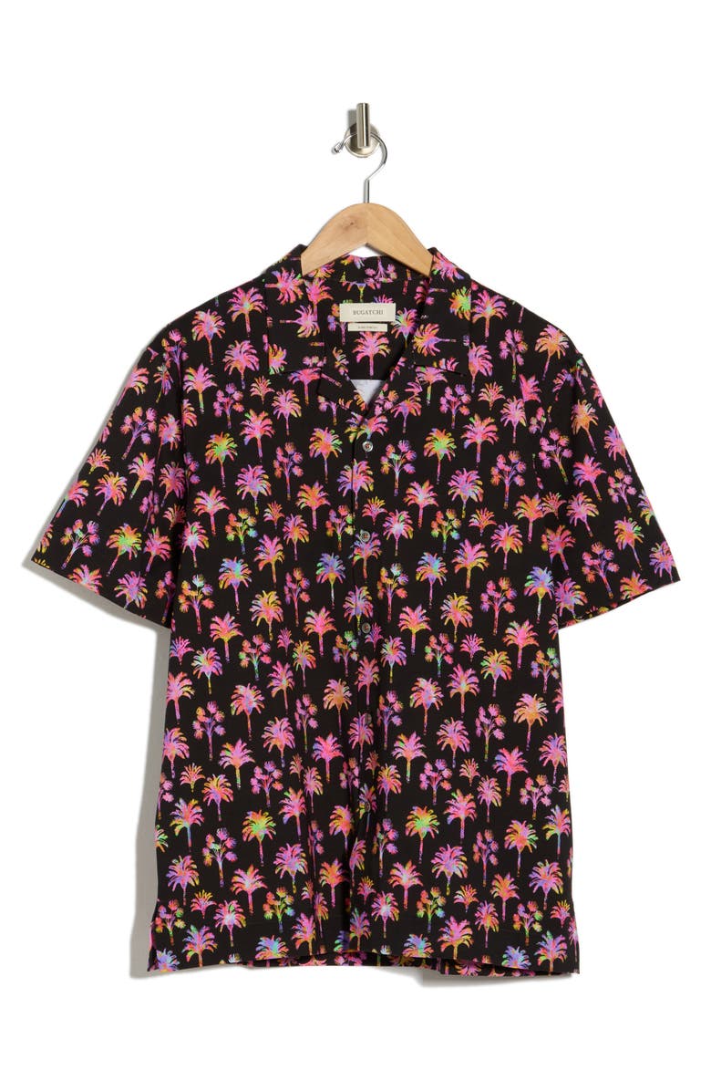 Bugatchi Cole OoohCotton<sup>®</sup> Short Sleeve Shirt, Alternate, color, Black