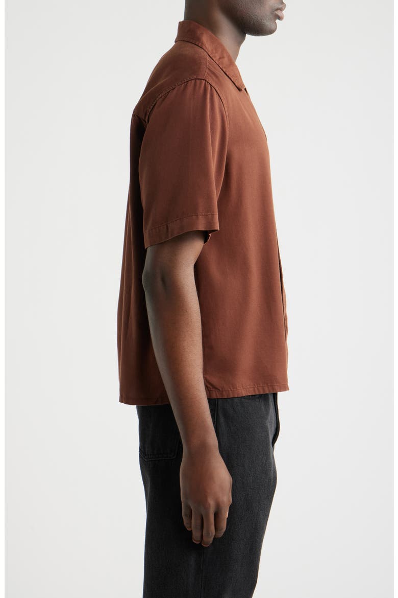 Curzon Solid Twill Camp Shirt, Alternate, color, BROWN