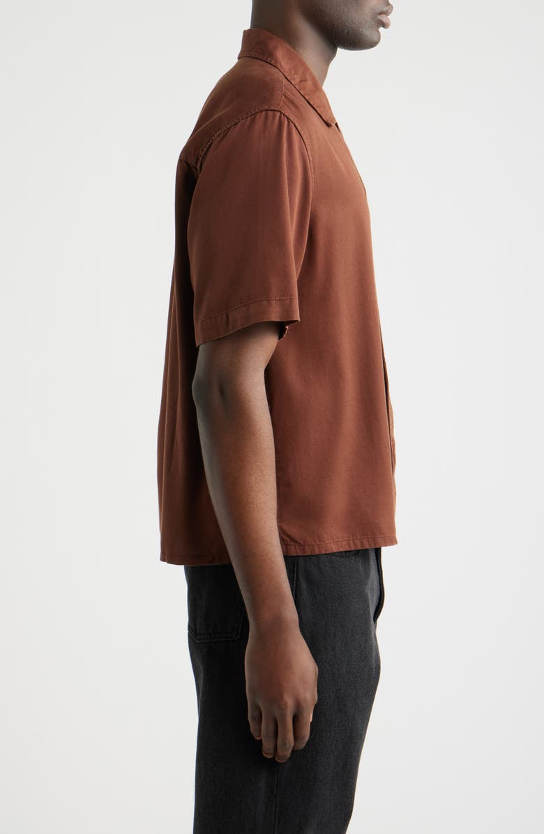 Wax London Curzon Solid Twill Camp Shirt, Alternate, color, Brown