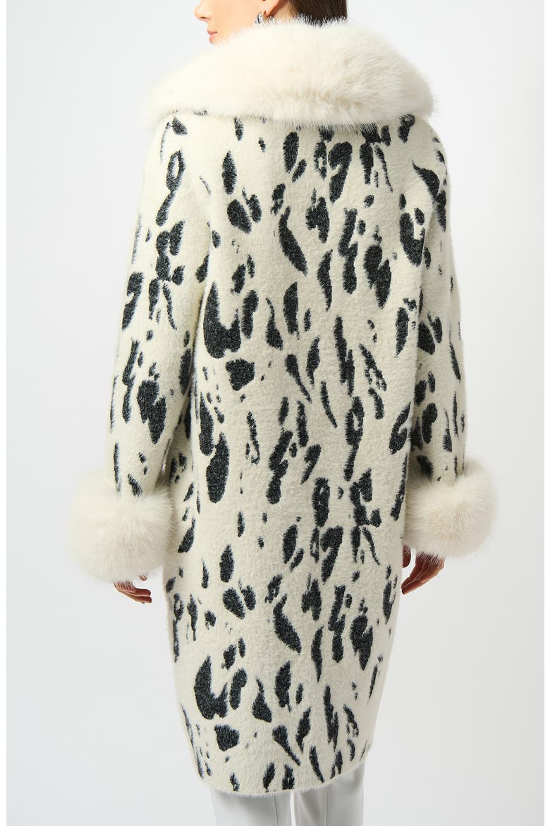 Faux Fur Trim Feather Yarn Coat, Alternate, color, WINTER WHITE/ BLACK