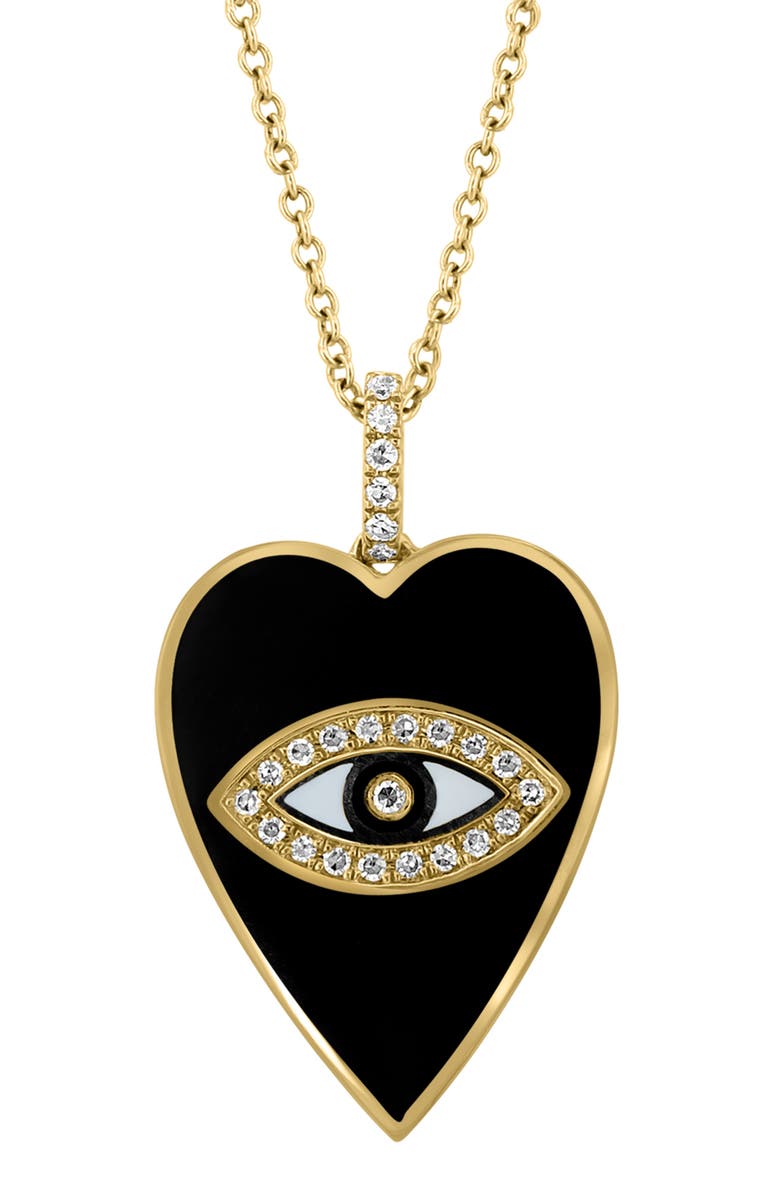 EFFY 14K Yellow Gold & Diamond Evil Eye Heart Pendant Necklace - 0.10 ctw, Alternate, color, 