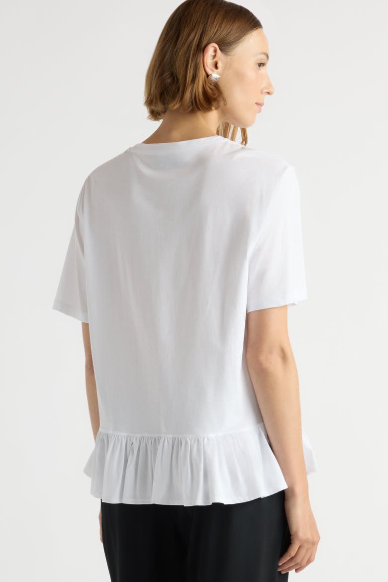 Leonie Organic Cotton Ruffled Tunic Tee, Alternate, color, White