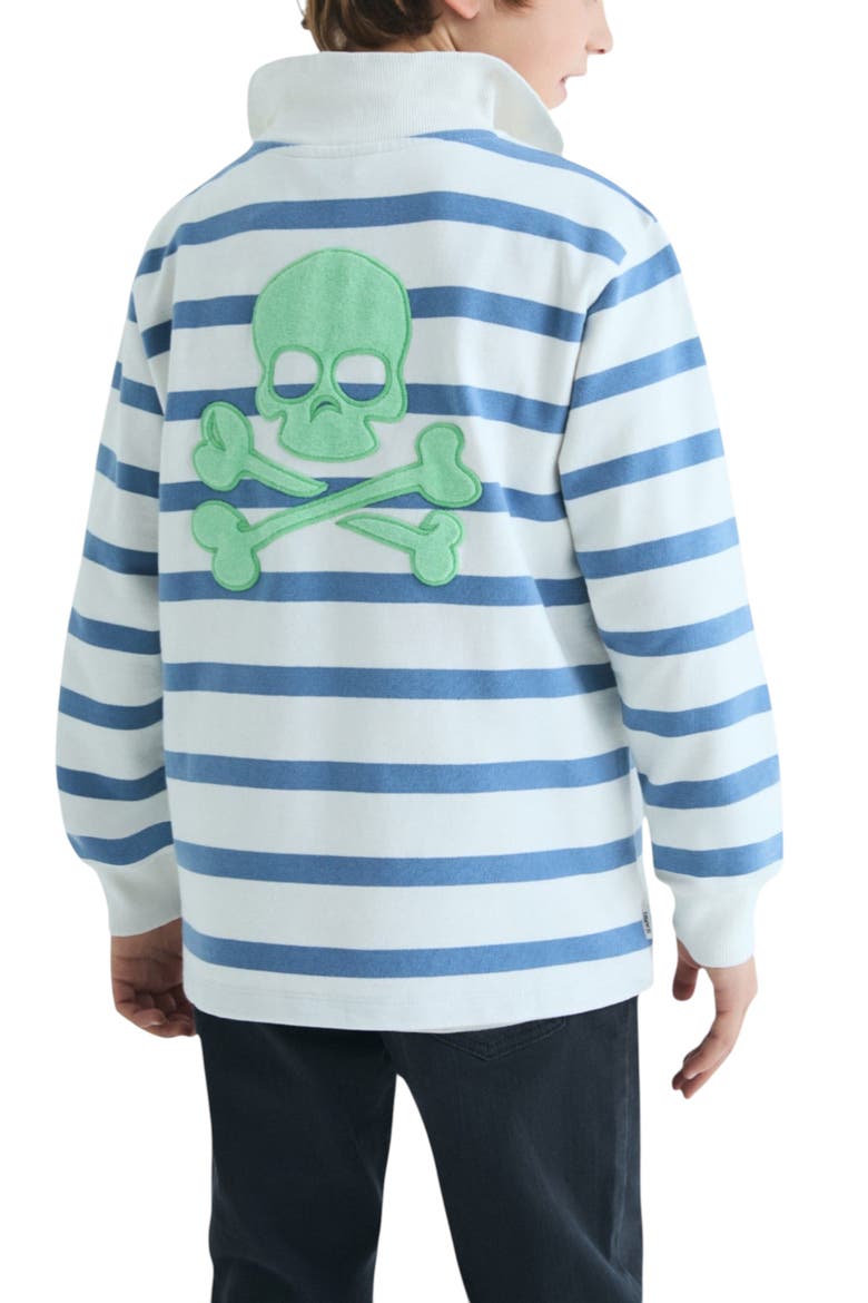 Kids Striped Sweatshirt with Polo Collar, Alternate, color, BlueStripes