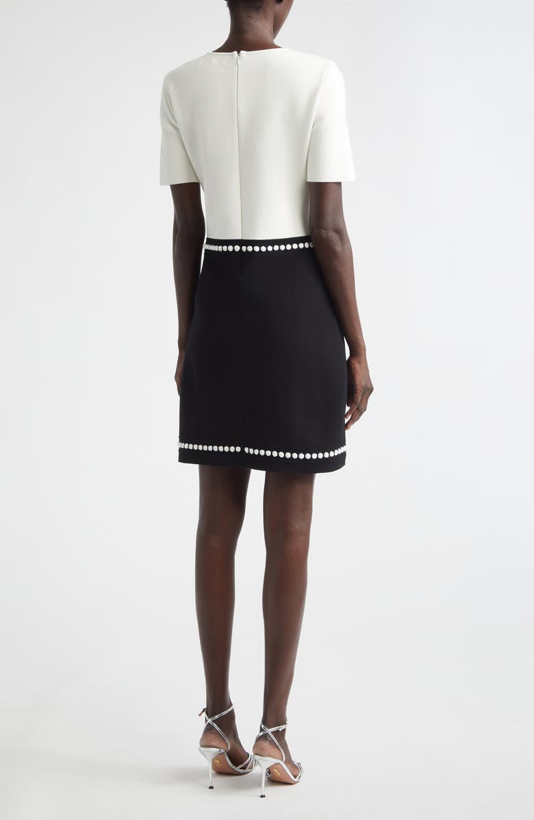 Oscar de la Renta Bubble Trim Colorblock Knit Sheath Dress, Alternate, color, Black/ White