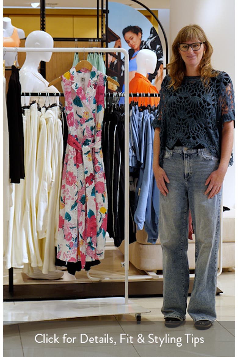 Floral Print Eyelet Midi Wrap Dress video