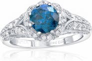 SOUZANA by Suzy Levian 14K Gold 1.27ct Round Blue Diamond & 0.71cttw Diamond Ring