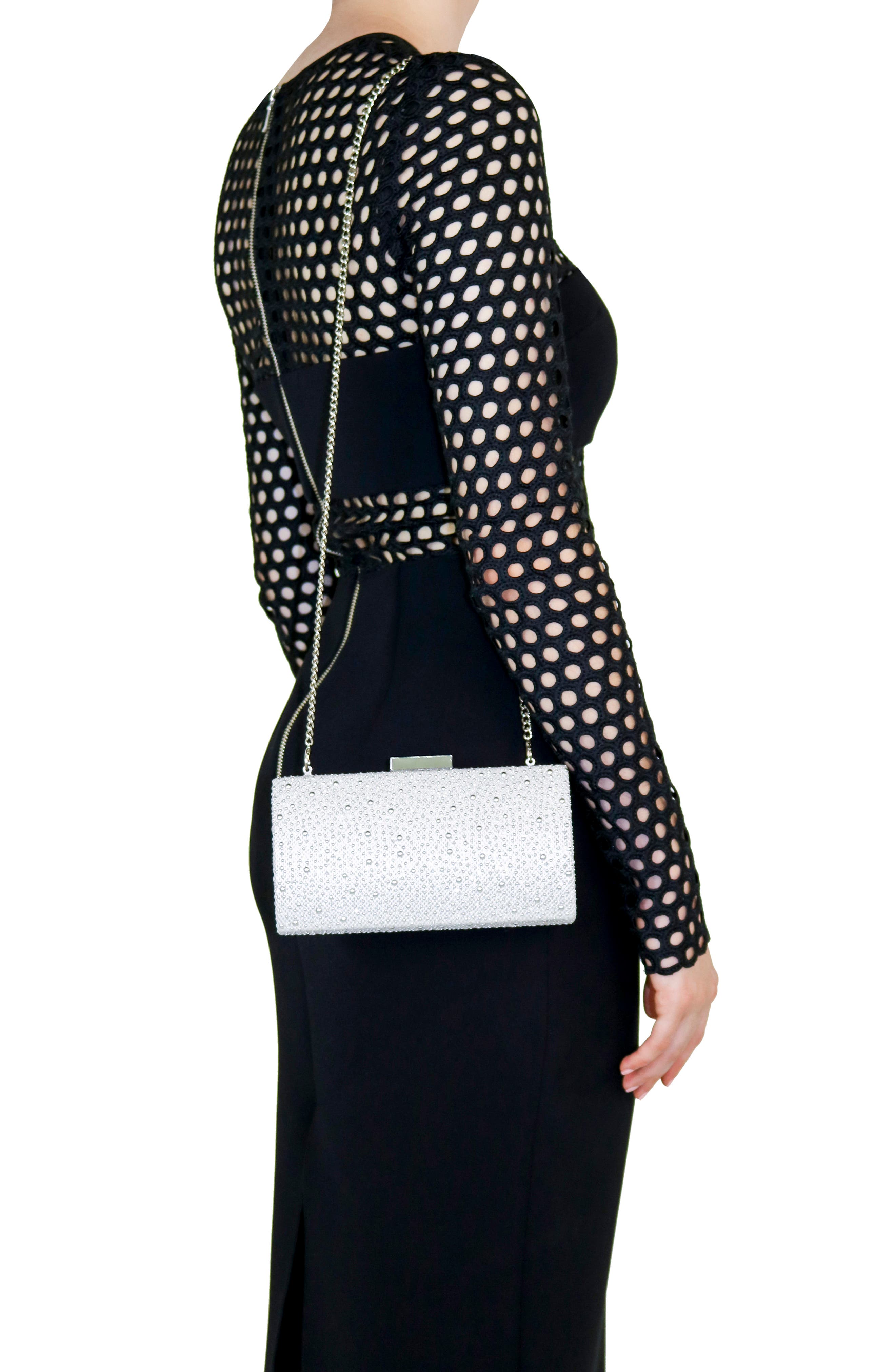 Olga Berg Joelle Glitter Hotfix Clutch, Alternate, color, 