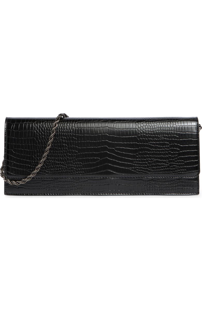 BCBG Chain Strap East/West Clutch, Main, color, Black