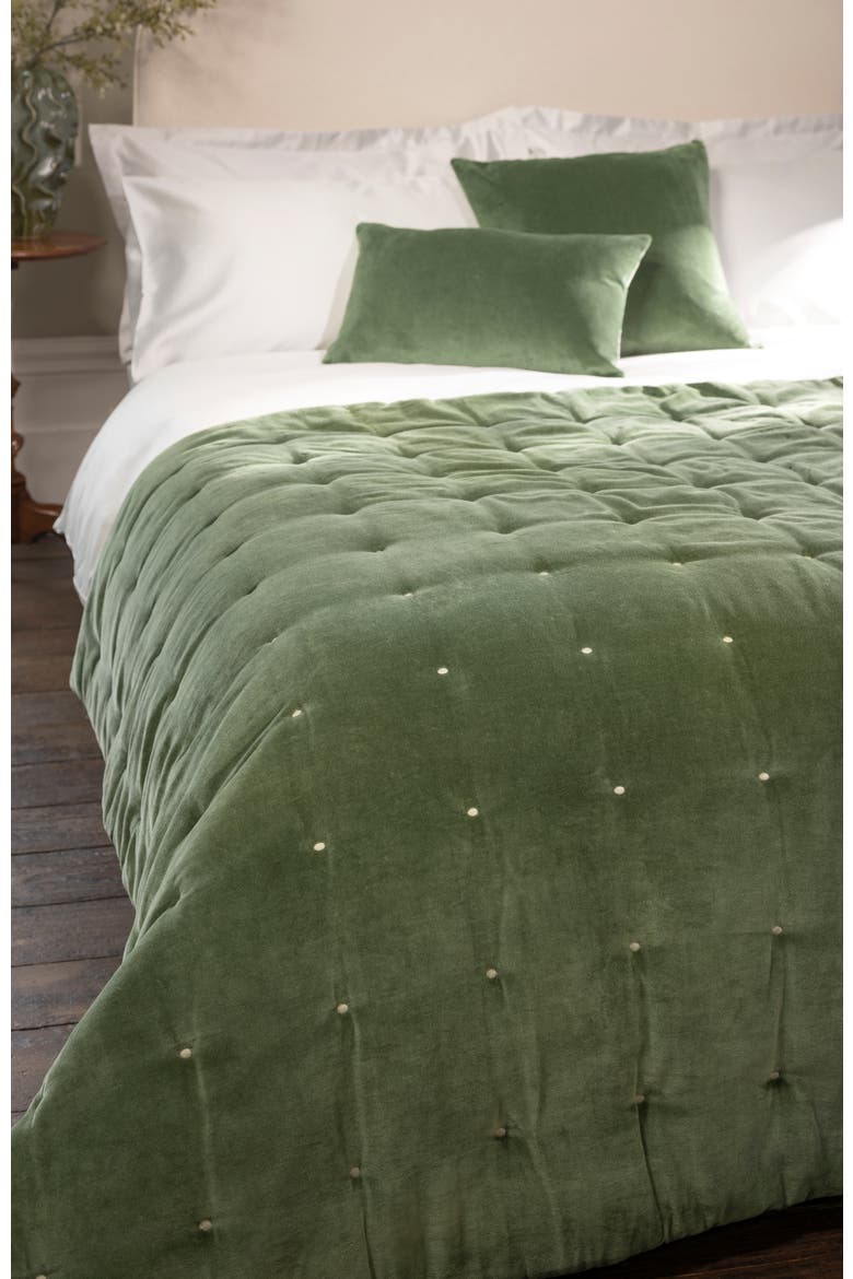 Jaipur Luxury Cotton Velvet Quilted Throw, Alternate, color, Olive