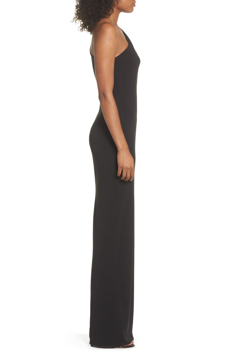 Katie May Angelina One-Shoulder Crepe Column Gown, Alternate, color, 