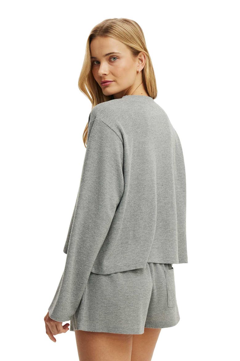 Women's Super Soft Waffle Long Sleeve Top, Alternate, color, Mid Grey Marle