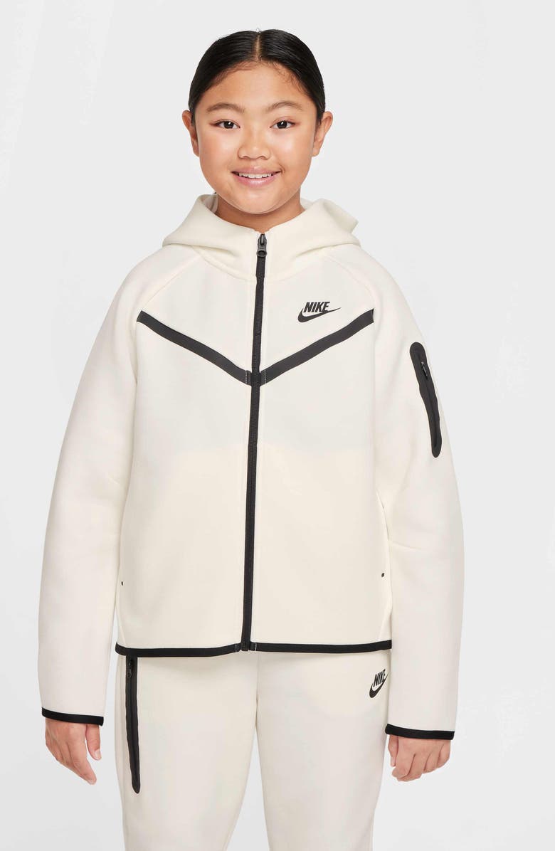 Nike Kids
 Tech Fleece Full Zip Hoodie, Main, color, Sail/ Black/ Black/ Black