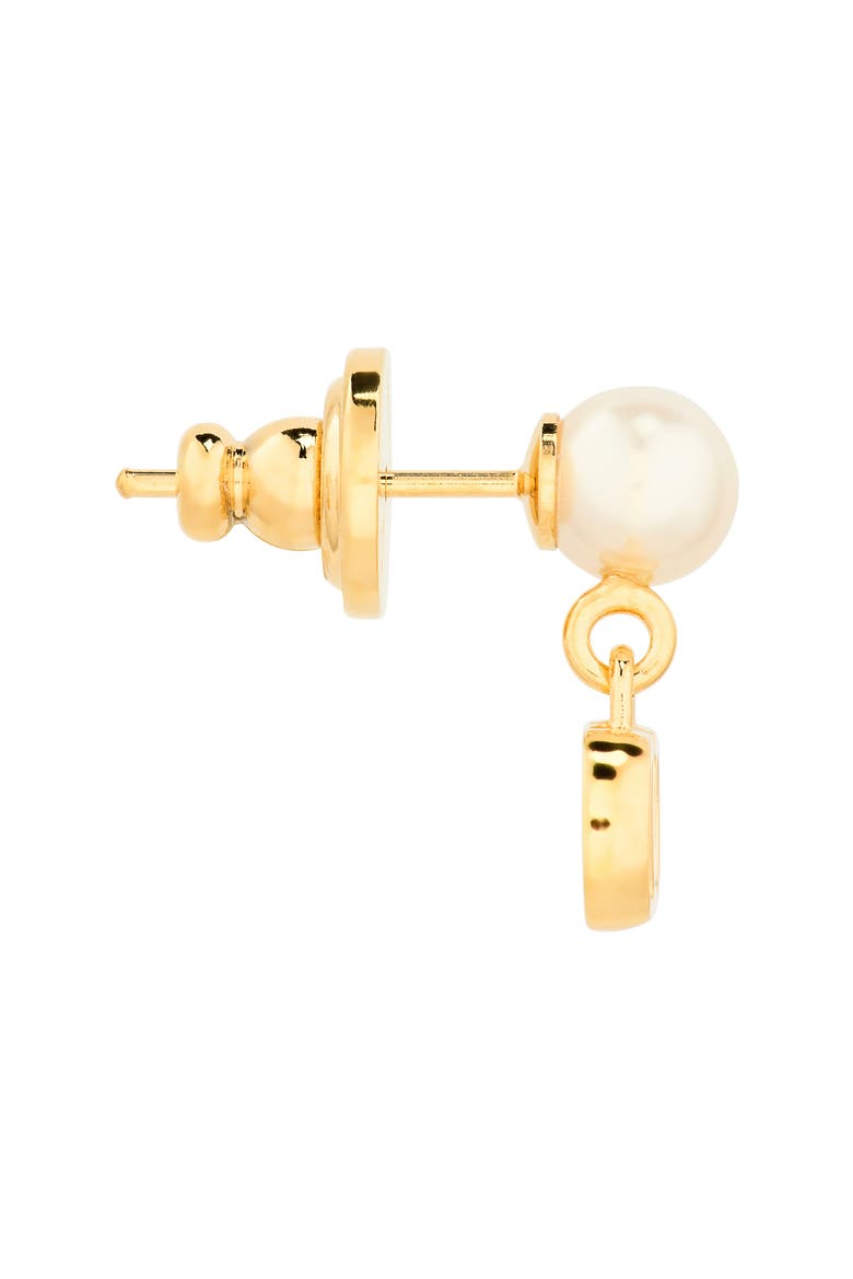 VLOGO Signature Drop Earrings, Alternate, color, GOLD/ WHITE