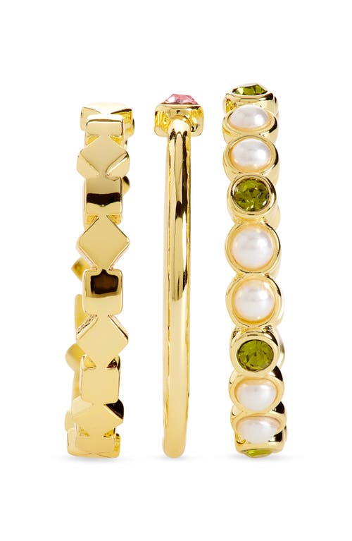 Madewell Set Of Three Faux Pearl & Gem Stackable Rings In Woodrose