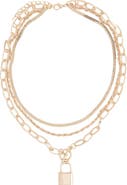 Petit Moments Stronger Layered Lock Pendant Necklace