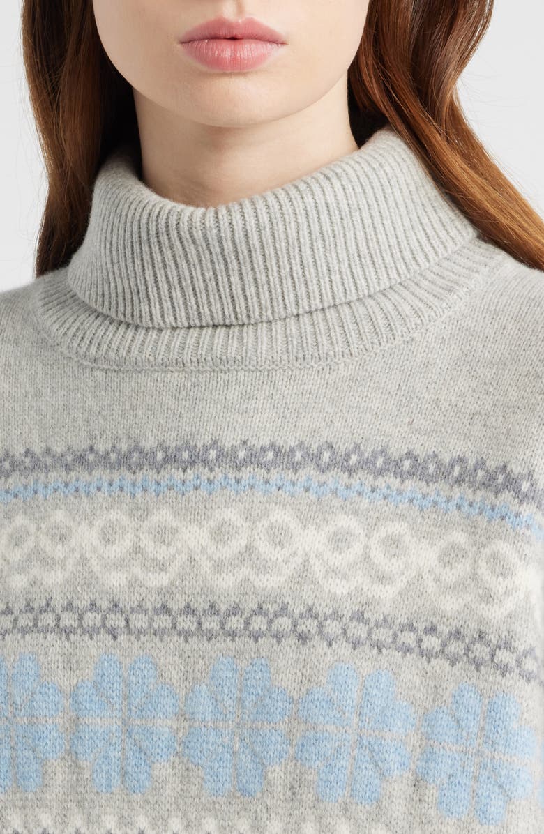 LoveShackFancy Mirin Wool Fair Isle Turtleneck Sweater, Alternate, color, Earl Gray