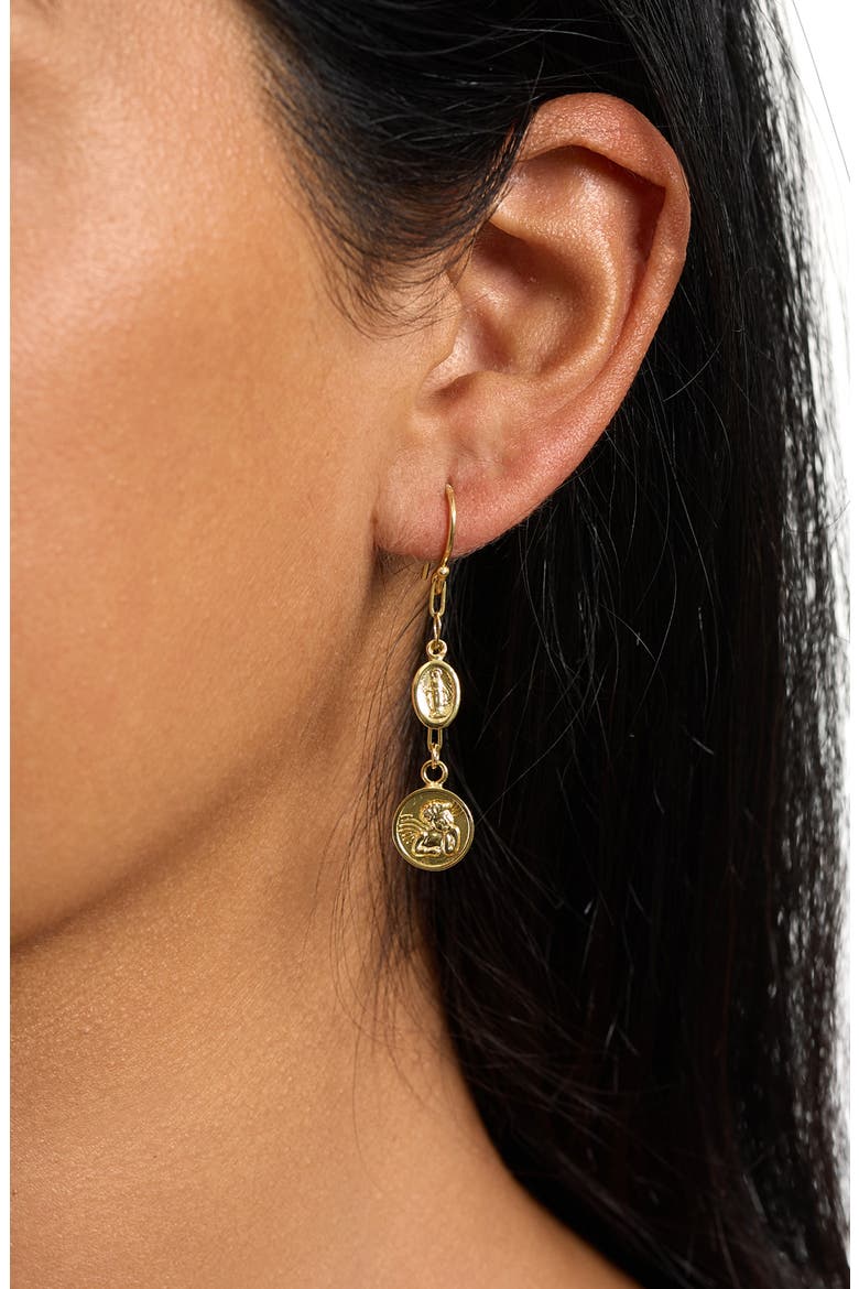 Medallion Drop Earrings, Alternate, color, GOLD