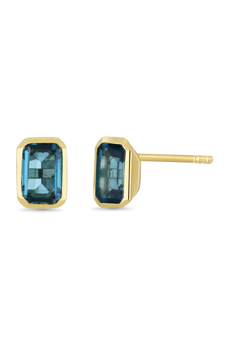 14K London Blue Topaz Stud Earrings, Main, color, 14K YELLOW GOLD