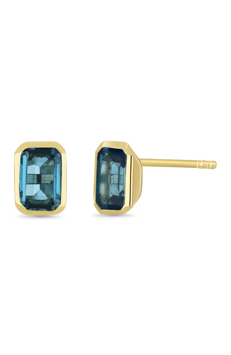 Bony Levy 14K London Blue Topaz Stud Earrings, Main, color, 14K Yellow Gold