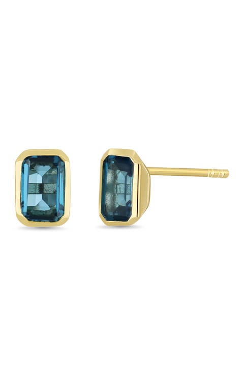 14K London Blue Topaz Stud Earrings