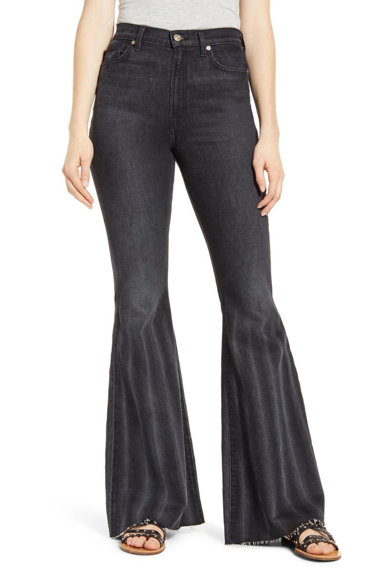 7 For All Mankind® High Waist Pleated Mega Flare Jeans, Main, color, WILLOW