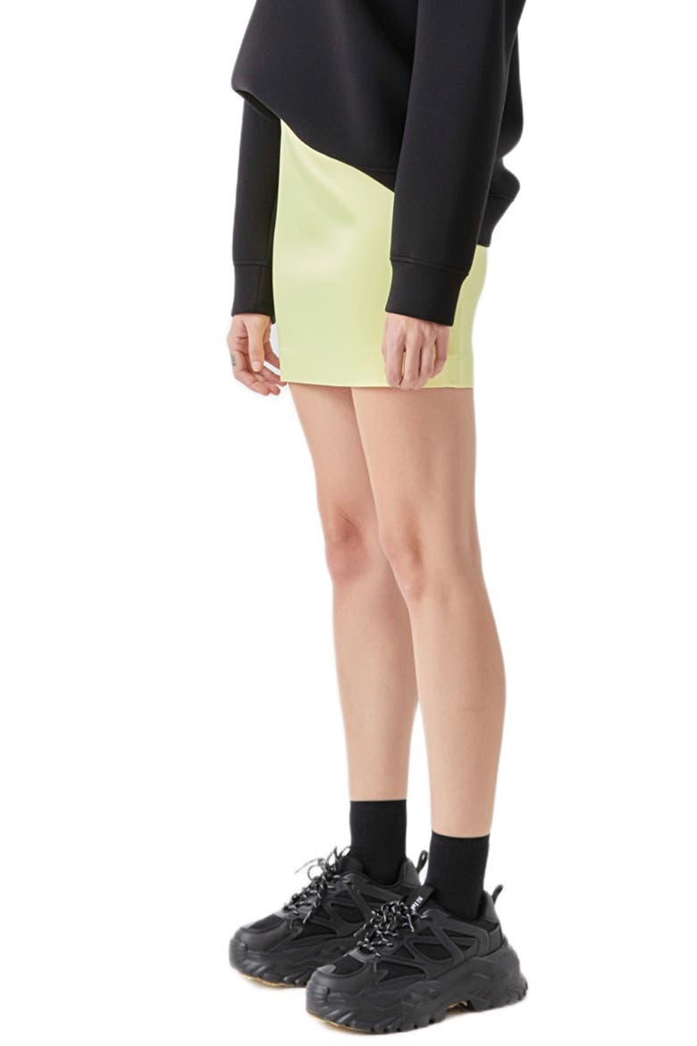Satin Miniskirt, Alternate, color, PASTEL YELLOW