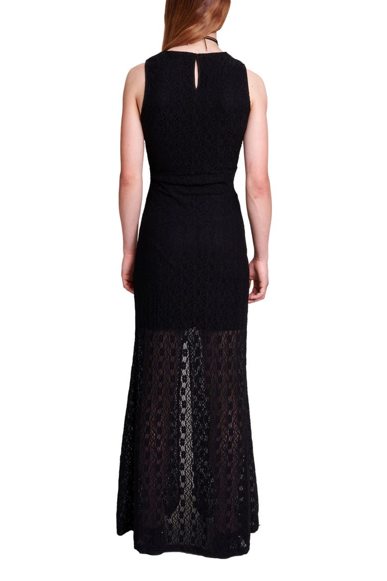 Raiserane Cutout Lace Overlay Maxi Dress, Alternate, color, BLACK