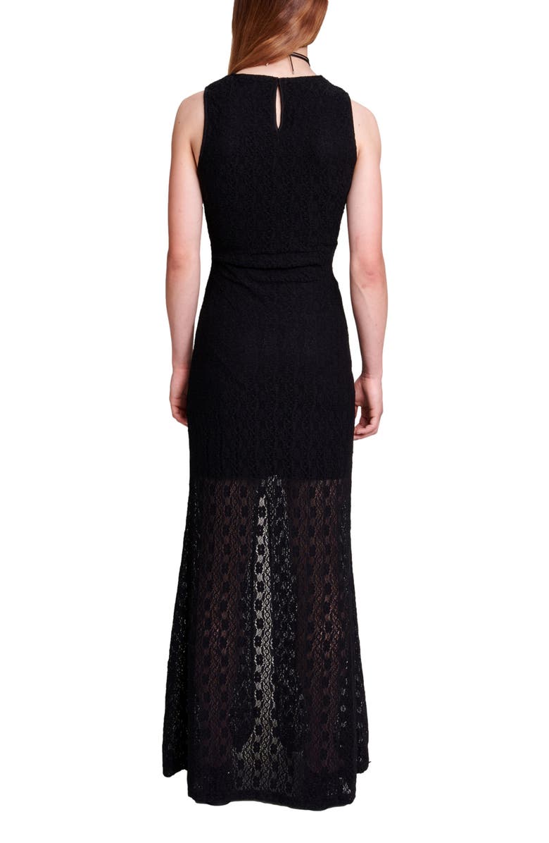 maje Raiserane Cutout Lace Overlay Maxi Dress, Alternate, color,
