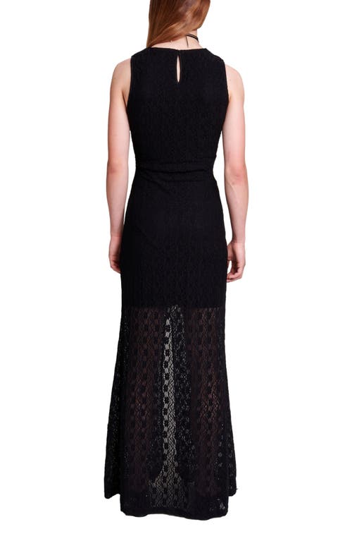Maje Raiserane Cutout Lace Overlay Maxi Dress In Black