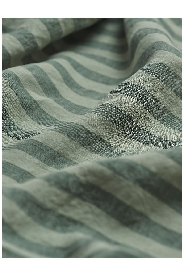 Pembroke Stripe Linen Flat Sheet, Alternate, color, PINE GREEN PEMBROKE STRIPE