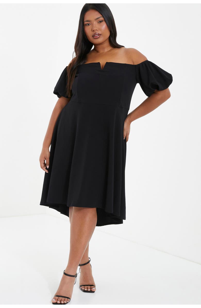 QUIZ Puff Sleeve Bardot Dress, Main, color,