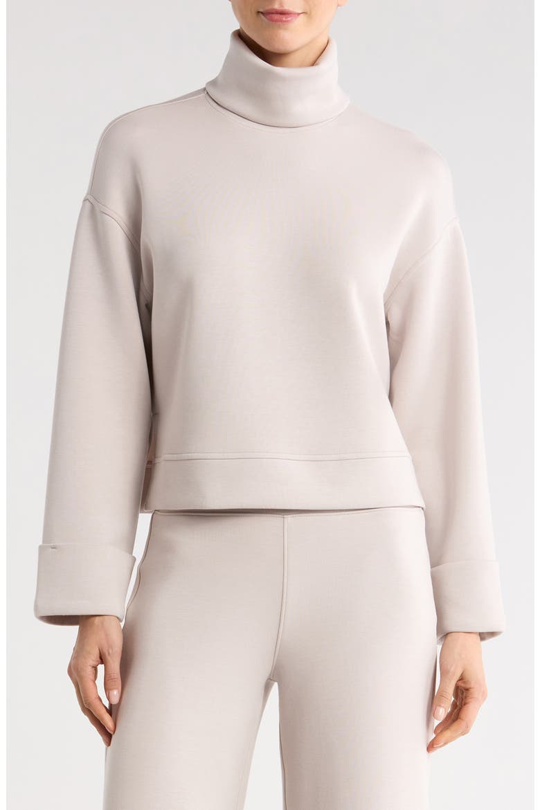 Cuffed Sleeve Crop Turtleneck Sweatshirt, Main, color, FRENCH GREY