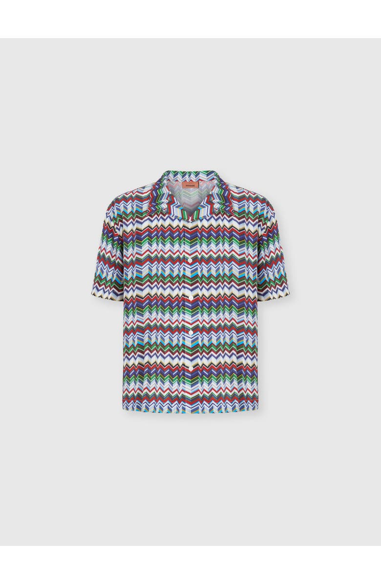 UM Bowling Shirt In Viscose With Irregular Zigzag Print, Main, color, Multicoloured