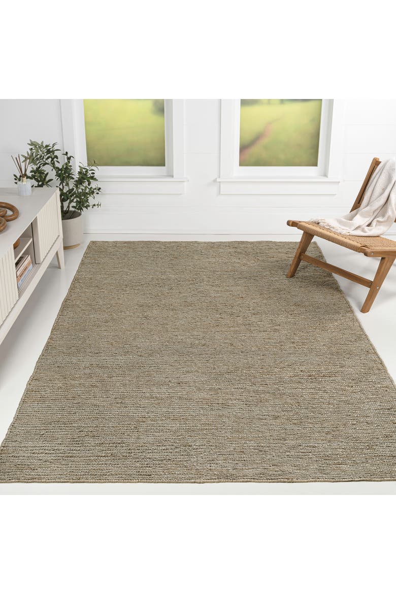 Griffin Rustic Farmhouse Woven Jute Solid Area Rug, Alternate, color, Gray