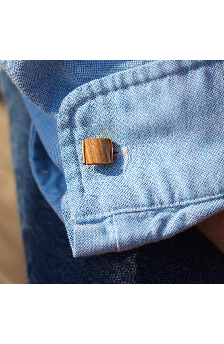 LuvMyJewelry Wood Jasper Sterling Silver Men Cufflinks, Alternate, color, 14Kt Gold Vermeil On Sterling