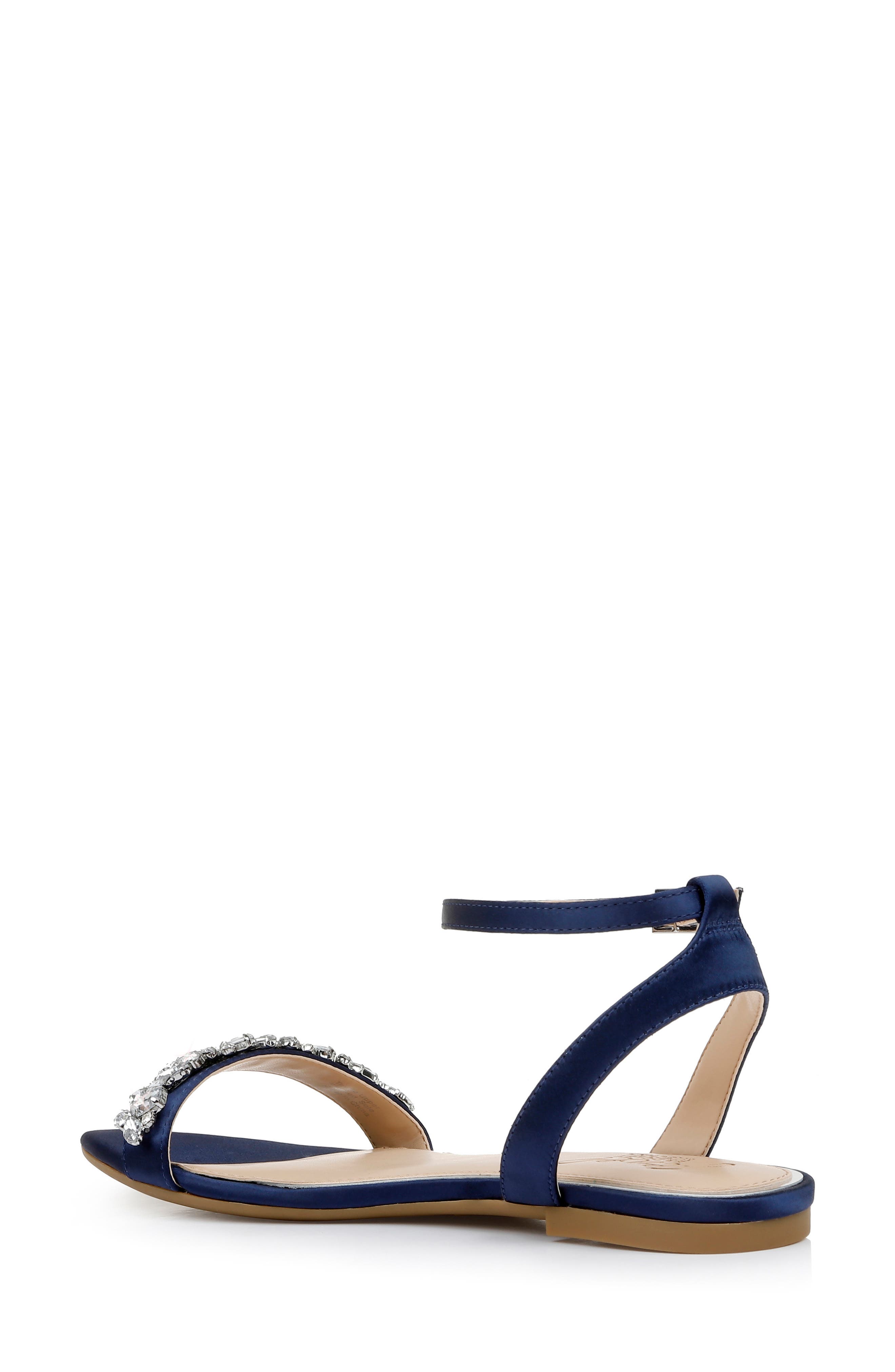Jewel Badgley Mischka Ohara Ankle Strap Sandal, Alternate, color, Navy Satin